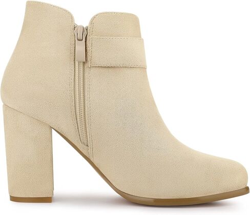 Allegra K Women's Buckle Side Zip Chunky Heels Ankle Boots in Saudi Arabia