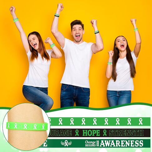 Sosation 144 Pcs Mental Health Awareness Bracelet Gifts Green Mental Faith Courage Hope Silicone Motivational Bracelets for Men Women in Saudi Arabia