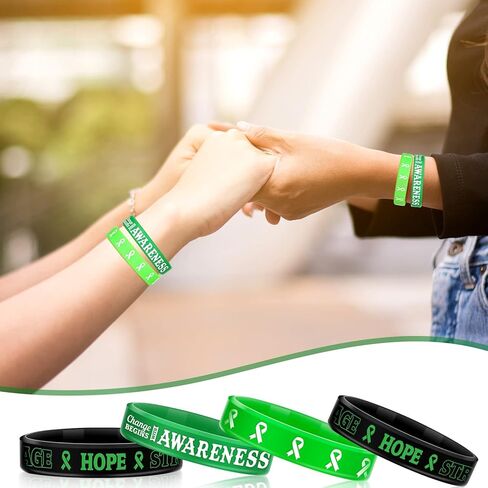 Sosation 144 Pcs Mental Health Awareness Bracelet Gifts Green Mental Faith Courage Hope Silicone Motivational Bracelets for Men Women in Saudi Arabia