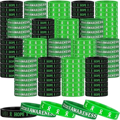 Sosation 144 Pcs Mental Health Awareness Bracelet Gifts Green Mental Faith Courage Hope Silicone Motivational Bracelets for Men Women in Saudi Arabia