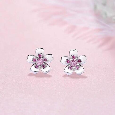 زهر الكرز أقراط للنساء الفتيات S999 الفضة الاسترليني الأبيض الذهب الوردي تشيكوسلوفاكيا كريستال لطيف لذيذ زهرة ساكورا ترصيع القرط هيبوالرجينيك عيد ميلاد عيد الحب هدايا المجوهرات in Kuwait