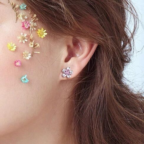 زهر الكرز أقراط للنساء الفتيات S999 الفضة الاسترليني الأبيض الذهب الوردي تشيكوسلوفاكيا كريستال لطيف لذيذ زهرة ساكورا ترصيع القرط هيبوالرجينيك عيد ميلاد عيد الحب هدايا المجوهرات in Kuwait