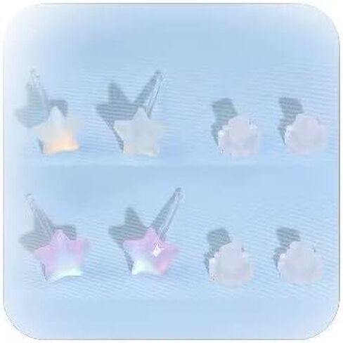 2Pair Star Earrings for Women Star Stud Earrings Stars Post Clear Plastic Earrings for Teens Girls Minimalist Star Earrings Stud for Sensitive Ears in Saudi Arabia