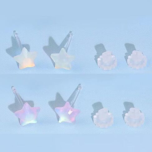 2Pair Star Earrings for Women Star Stud Earrings Stars Post Clear Plastic Earrings for Teens Girls Minimalist Star Earrings Stud for Sensitive Ears in Saudi Arabia