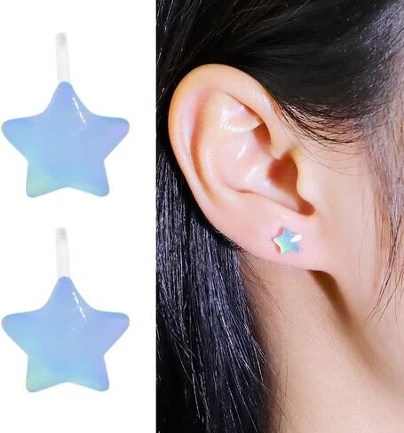 2Pair Star Earrings for Women Star Stud Earrings Stars Post Clear Plastic Earrings for Teens Girls Minimalist Star Earrings Stud for Sensitive Ears in Saudi Arabia