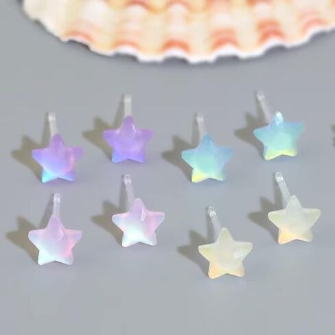 2Pair Star Earrings for Women Star Stud Earrings Stars Post Clear Plastic Earrings for Teens Girls Minimalist Star Earrings Stud for Sensitive Ears in Saudi Arabia