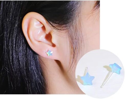 2Pair Star Earrings for Women Star Stud Earrings Stars Post Clear Plastic Earrings for Teens Girls Minimalist Star Earrings Stud for Sensitive Ears in Saudi Arabia