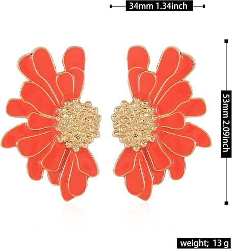 Big Vintage Flower Stud Earrings Exaggerated Oversized Daisy Flower Earrings Statement Jewelry for Women and Girls With Gold Bud in Saudi Arabia