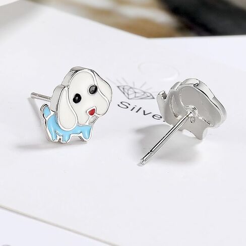 BG&WLing أقراط الكلب للفتيات من الفضة الإسترلينية أقراط على شكل جرو لا تسبب الحساسية مجوهرات حيوانات لطيفة هدايا لمحبي الحيوانات هدية العودة إلى المدرسة in Kuwait