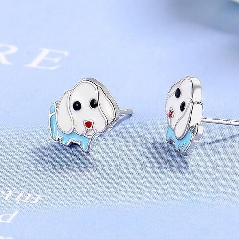 BG&WLing أقراط الكلب للفتيات من الفضة الإسترلينية أقراط على شكل جرو لا تسبب الحساسية مجوهرات حيوانات لطيفة هدايا لمحبي الحيوانات هدية العودة إلى المدرسة in Kuwait