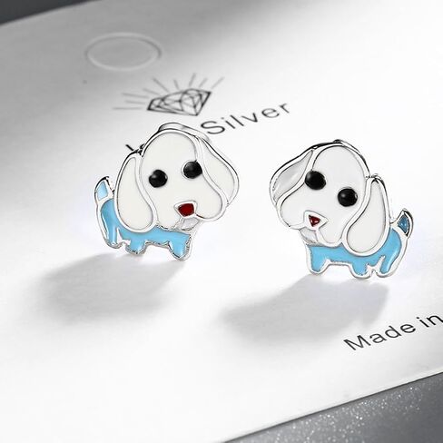 BG&WLing أقراط الكلب للفتيات من الفضة الإسترلينية أقراط على شكل جرو لا تسبب الحساسية مجوهرات حيوانات لطيفة هدايا لمحبي الحيوانات هدية العودة إلى المدرسة in Kuwait