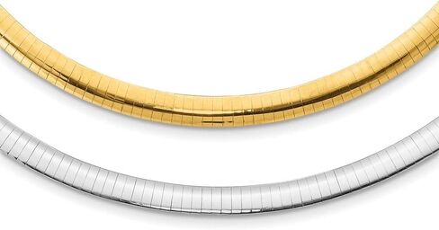 Diamond2Deal 14k Two-tone Gold Lt Reversible 6mm Omega extender Necklace Fine Jewelry Gift for Women in Saudi Arabia