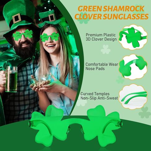 6 قطع من نظارات YAXINRUI الشمسية شامروك نظارات يوم القديس باتريك، نظارات البرسيم الأخضر يوم القديس باتريك نظارات شمسية يوم القديس باتريك إكسسوارات الزي للنساء والرجال هدايا عيد القديس باتريك in Kuwait
