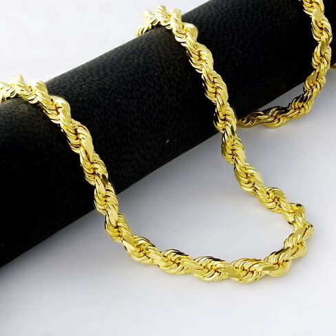 Nuragold 18k Yellow Gold 6mm Solid Rope Chain Diamond Cut Pendant Necklace, Mens Jewelry Lobster Clasp 16" 18" 20" 22" 24" 26" 28" 30" in Saudi Arabia