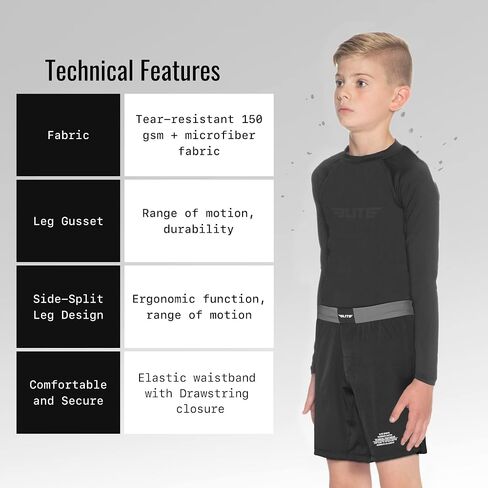 Elite Sports Kids MMA BJJ No GI UFC Grappling Shorts, Sports Shorts for Boys & Girls, Youth Jiu Jitsu Training Shorts Black in Saudi Arabia