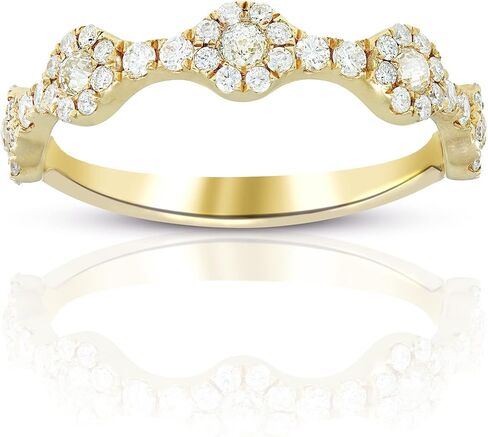 14K Yellow Gold 5-Station Diamond Ring, Size 7 (.22ct Diamond J-K Color, SI1-SI2 Clarity & .32ctw Diamond G-H Color, SI1-SI2 Clarity) in Saudi Arabia