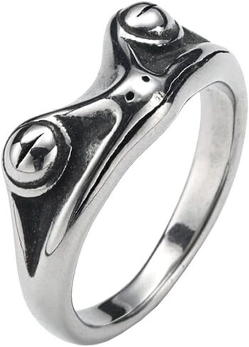 PAMTIER Unisex Stainless Steel Vintage Personalized Cute Lifelike Animal Big Eyes Frog Finger Ring Beneficial Insects in Saudi Arabia