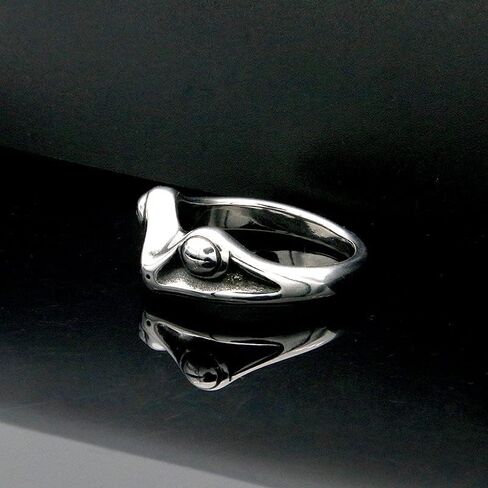 PAMTIER Unisex Stainless Steel Vintage Personalized Cute Lifelike Animal Big Eyes Frog Finger Ring Beneficial Insects in Saudi Arabia