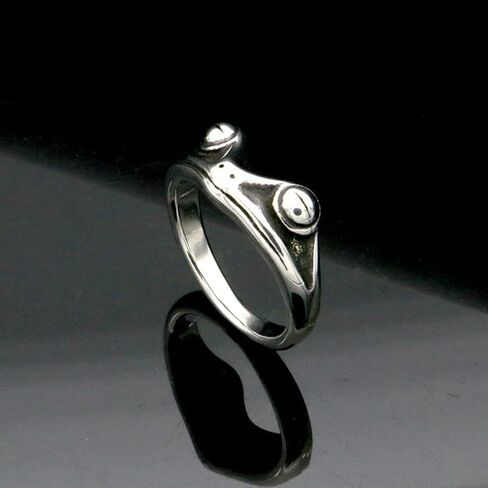 PAMTIER Unisex Stainless Steel Vintage Personalized Cute Lifelike Animal Big Eyes Frog Finger Ring Beneficial Insects in Saudi Arabia