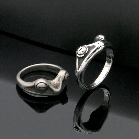 PAMTIER Unisex Stainless Steel Vintage Personalized Cute Lifelike Animal Big Eyes Frog Finger Ring Beneficial Insects in Saudi Arabia