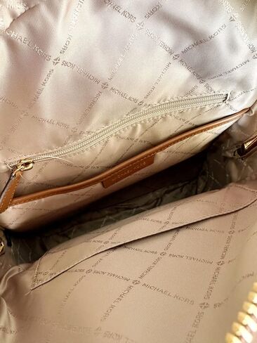 Michael Kors Jaycee Large Backpack School Bag Bundled Jet Set Travel Large Trifold Wallet MK Signature (Vanilla MK) in Saudi Arabia