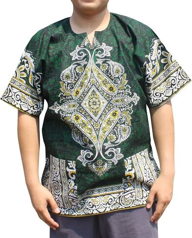 قميص RaanPahMuang Dashiki بألوان مشعة كاجوال وطباعة بيزلي معقدة in Kuwait