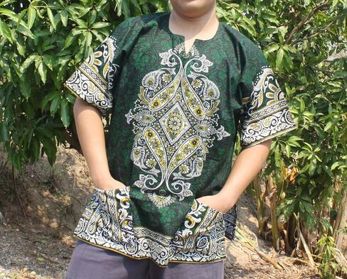 قميص RaanPahMuang Dashiki بألوان مشعة كاجوال وطباعة بيزلي معقدة in Kuwait