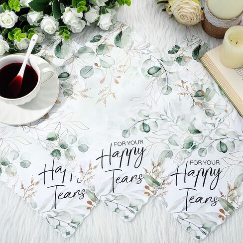 SmoothNovelty 50 Pcs Wedding Handkerchiefs for Women Eucalyptus Leaves Floral Green Wedding Gifts for Wedding Day Bride in Kuwait