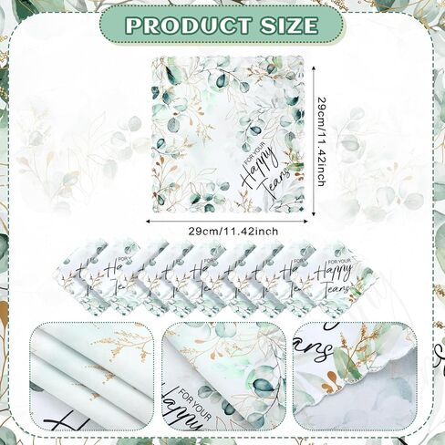 SmoothNovelty 50 Pcs Wedding Handkerchiefs for Women Eucalyptus Leaves Floral Green Wedding Gifts for Wedding Day Bride in Kuwait