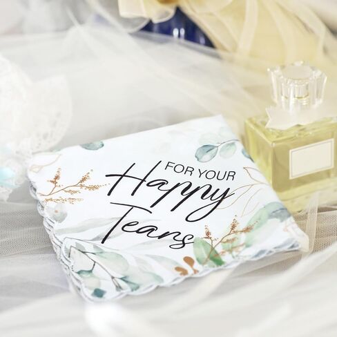 SmoothNovelty 50 Pcs Wedding Handkerchiefs for Women Eucalyptus Leaves Floral Green Wedding Gifts for Wedding Day Bride in Kuwait
