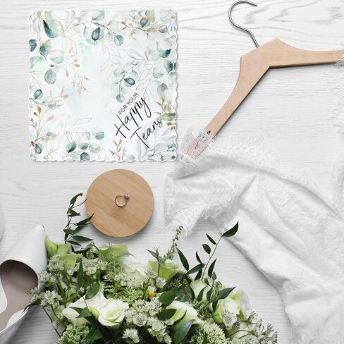 SmoothNovelty 50 Pcs Wedding Handkerchiefs for Women Eucalyptus Leaves Floral Green Wedding Gifts for Wedding Day Bride in Kuwait