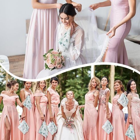 SmoothNovelty 50 Pcs Wedding Handkerchiefs for Women Eucalyptus Leaves Floral Green Wedding Gifts for Wedding Day Bride in Kuwait