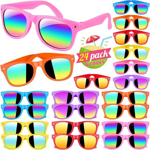 Joycover Kids Sunglasses Bulk, Kids Sunglasses Party Favor, 24 Pack Neon Kids Sunglasses with UV400 Protection, Birthday Party Supplies, Party Favors for Kids 3-5 4-8, Great Gift for Boys Girls in Saudi Arabia