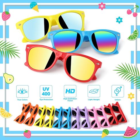 Joycover Kids Sunglasses Bulk, Kids Sunglasses Party Favor, 24 Pack Neon Kids Sunglasses with UV400 Protection, Birthday Party Supplies, Party Favors for Kids 3-5 4-8, Great Gift for Boys Girls in Saudi Arabia