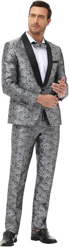 Rogers & Morris Tuxedo Suits for Men Regular fit 3 Piece Pasiley Floral Patterm Homecoming Outfits in Saudi Arabia