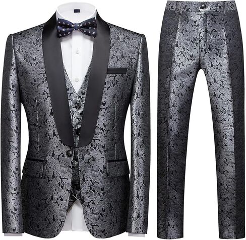 Rogers & Morris Tuxedo Suits for Men Regular fit 3 Piece Pasiley Floral Patterm Homecoming Outfits in Saudi Arabia