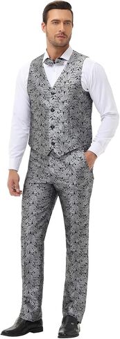 Rogers & Morris Tuxedo Suits for Men Regular fit 3 Piece Pasiley Floral Patterm Homecoming Outfits in Saudi Arabia