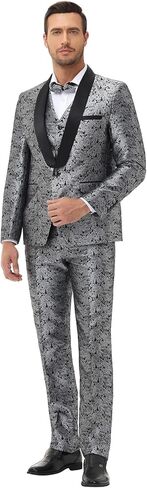 Rogers & Morris Tuxedo Suits for Men Regular fit 3 Piece Pasiley Floral Patterm Homecoming Outfits in Saudi Arabia