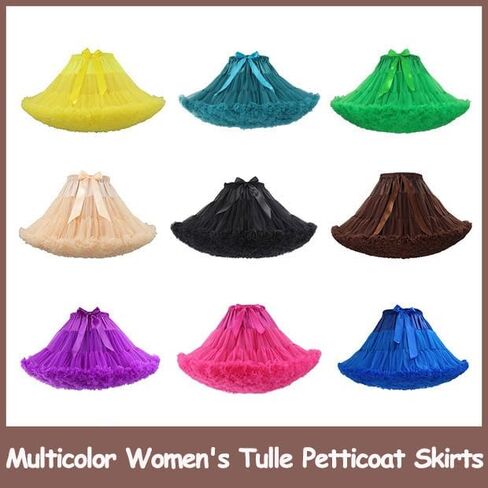 PhilaeEC Women's Elastic Chiffon Petticoat Puffy Tutu Tulle Skirt Princess Ballet Dance Pettiskirts Underskirt Multi-Layer in Saudi Arabia