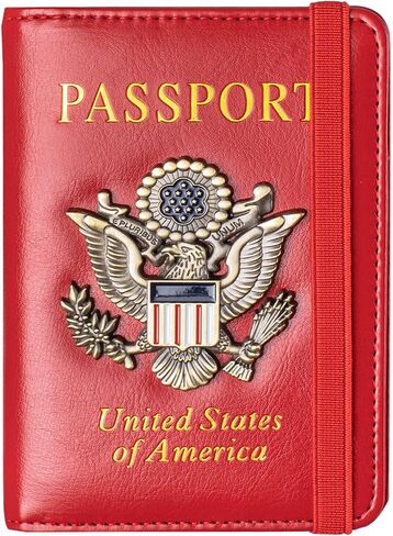 Passport Holder Cover and Card Case Slot Combo RFID Blocking Leather Travel Passport Wallet for Men and Women US Passport Protector Document Organizer in Saudi Arabia