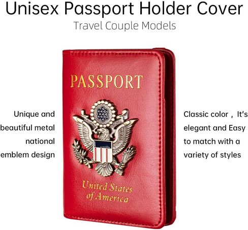Passport Holder Cover and Card Case Slot Combo RFID Blocking Leather Travel Passport Wallet for Men and Women US Passport Protector Document Organizer in Saudi Arabia