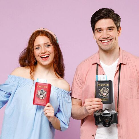 Passport Holder Cover and Card Case Slot Combo RFID Blocking Leather Travel Passport Wallet for Men and Women US Passport Protector Document Organizer in Saudi Arabia