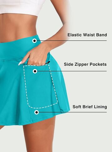 Aleumdr Women's 3" High Waisted Swim Skirt with Zipper Pockets Tummy Control Side Split Bathing Suit Swimsuit Tankini Bottoms in Saudi Arabia