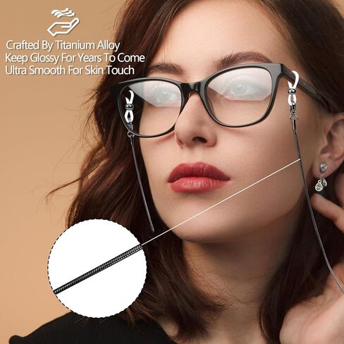 Premium Stainless Steel Eyeglasses Chain, Slim Titanium Alloy Sunglasses Holder, Eyewear Strap Holders Around Neck in Kuwait