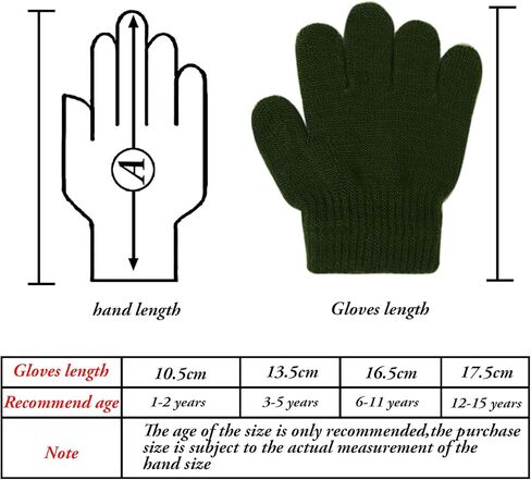 Cooraby 16 Pairs Winter Kids Warm Magic Gloves Full Fingers Stretchy Knitted Gloves for Boys or Girls in Kuwait
