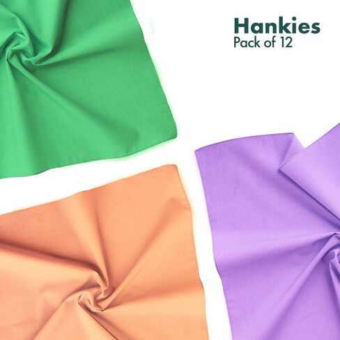 HexaFun 100% Pure Organic Cotton Unisex Handkerchief, Large Size Multi-color (Unbasics 2 + 3 + 4 + 5) in Kuwait