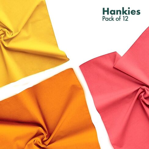 HexaFun 100% Pure Organic Cotton Unisex Handkerchief, Large Size Multi-color (Unbasics 2 + 3 + 4 + 5) in Kuwait