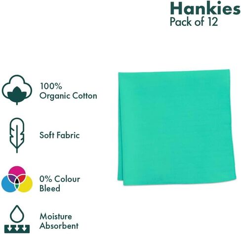 HexaFun 100% Pure Organic Cotton Unisex Handkerchief, Large Size Multi-color (Unbasics 2 + 3 + 4 + 5) in Kuwait