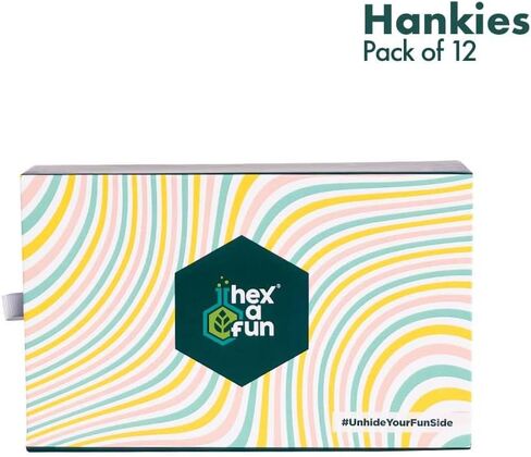 HexaFun 100% Pure Organic Cotton Unisex Handkerchief, Large Size Multi-color (Unbasics 2 + 3 + 4 + 5) in Kuwait