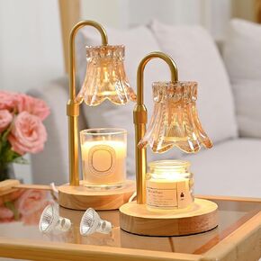JACKYLED 2 Pack Candle Warmer Lamp with Dimmer, Height Adjustable Candle Lamp Warmer with Heating Bulbs for Scented Candles, Candle Jars, Wax Warmer Heat Lamp for Home Decor, Housewarming Gift